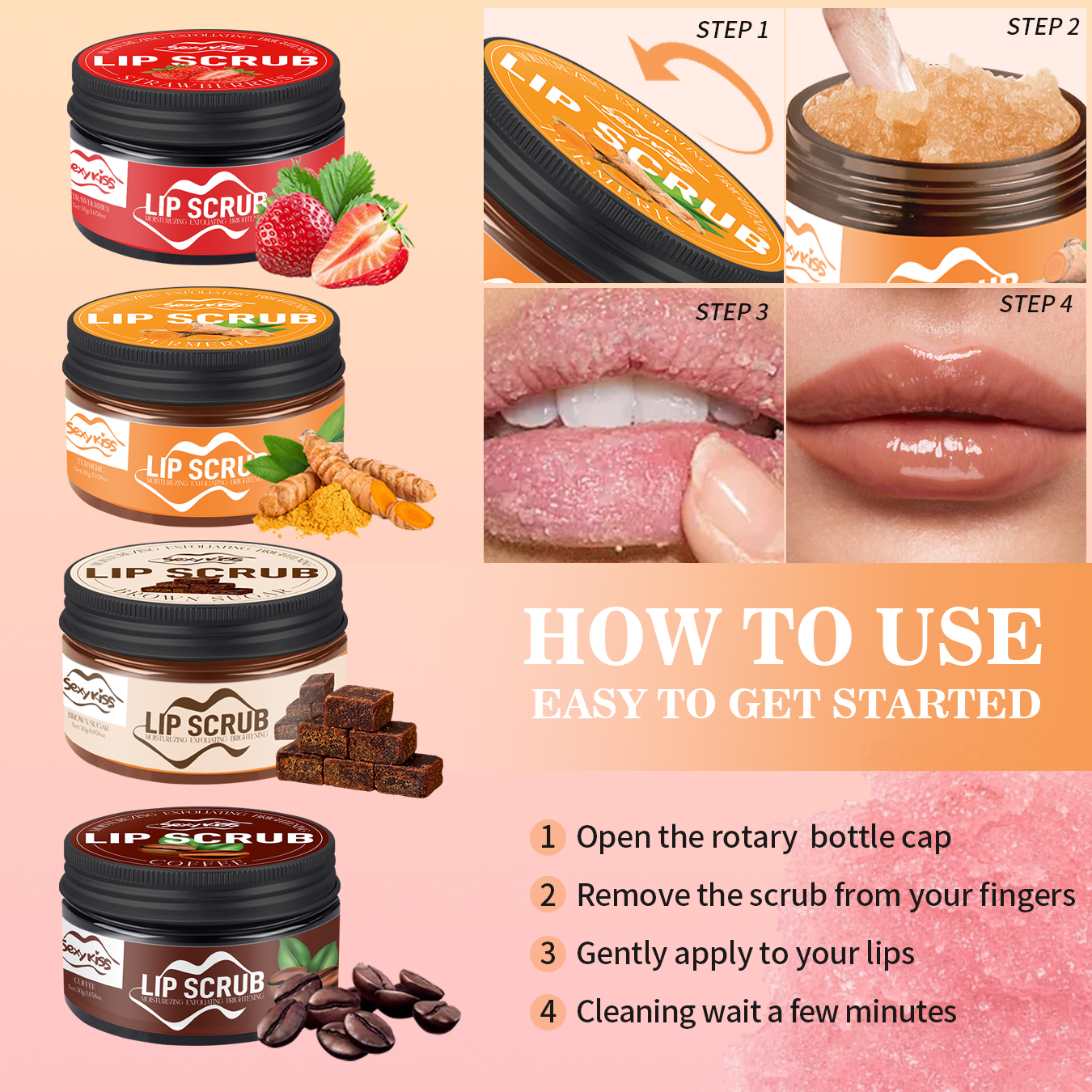 Strawberry, Coffee, brown Suga - Sugar Scrub Coffee ulasan dan harga