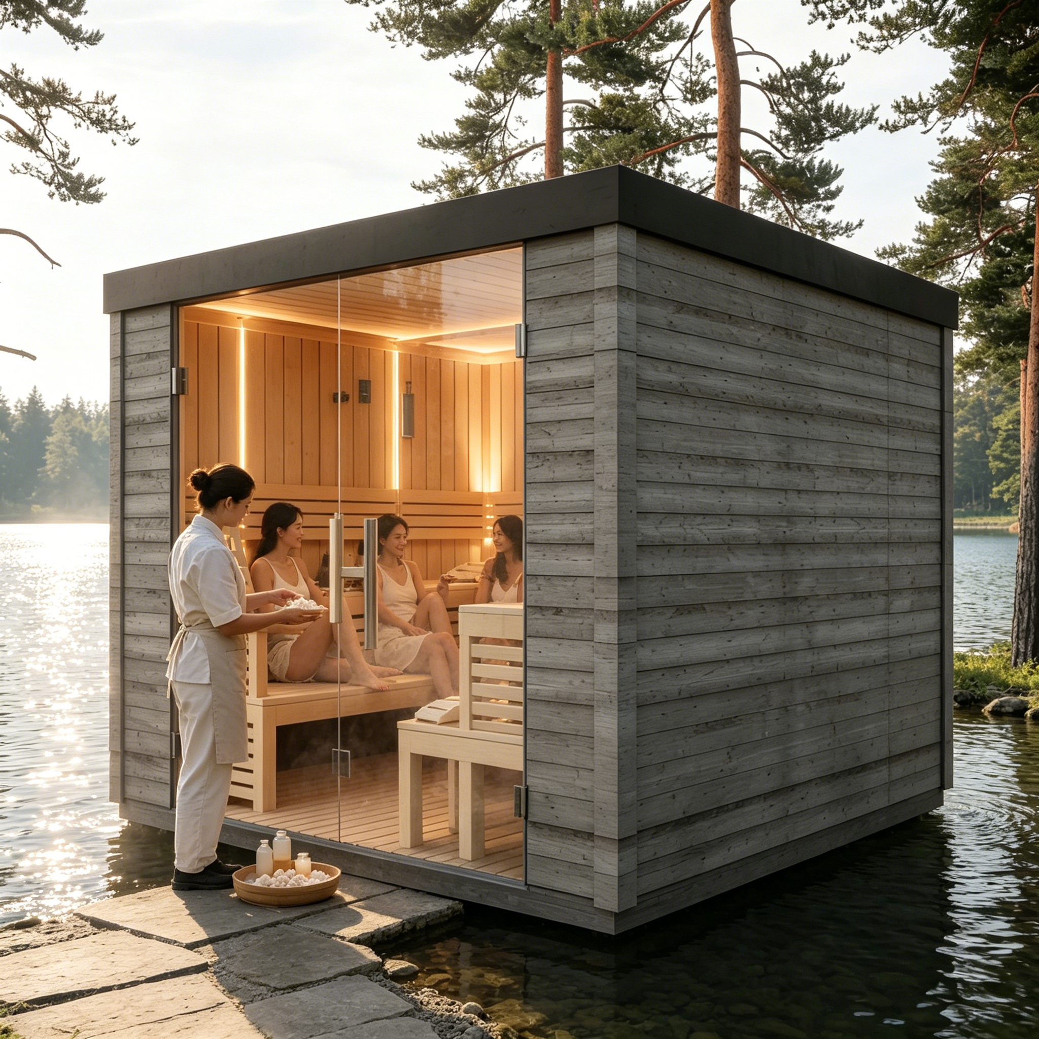 Backyard Cedar Sauna Barrel Ca - Spa Wellness Family ulasan dan harga